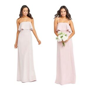 NWT Show me your MuMu Monaco Ruffle Maxi dress Show Me The Ring Stretch Crepe